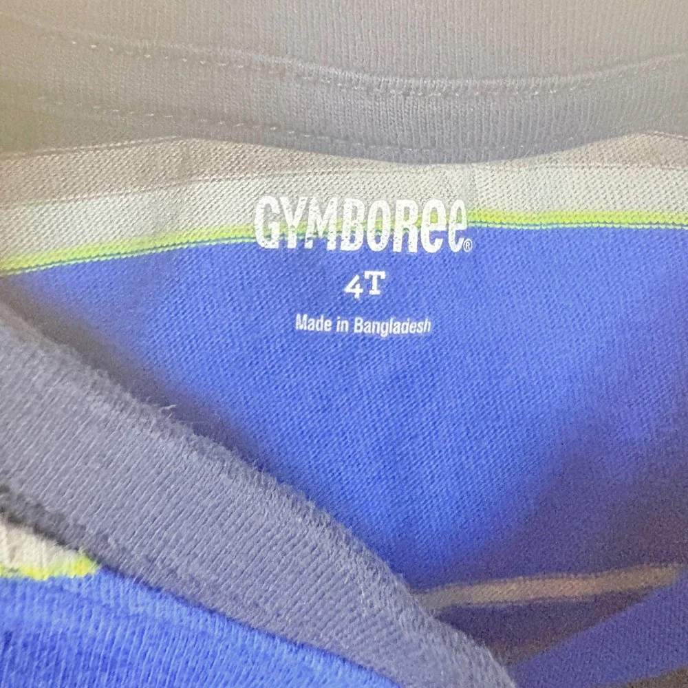 Gap Gymboree Long Sleeve Shirts Kid 4T Blue Green Camo Striped Excellent 2pc Lot